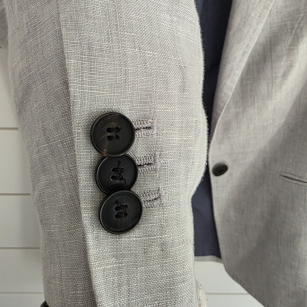 ​Zara Basic Grey Linen-Blend Structured Blazer - … - image 4